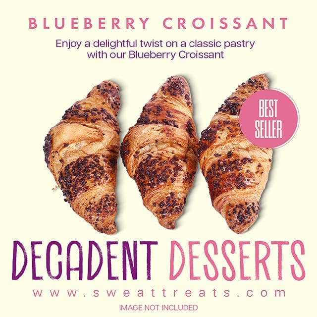 Photoshop Dacadent Desserts Blueberry Instagram Post