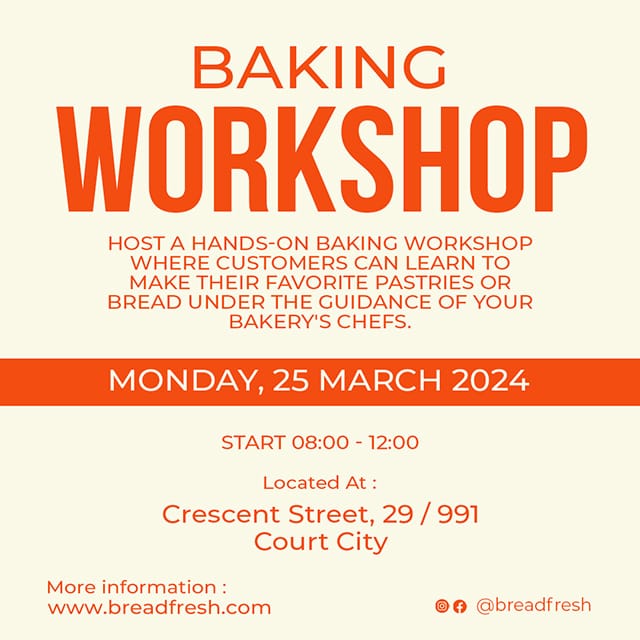 Photoshop Baking Workshop Orange Instagram Post