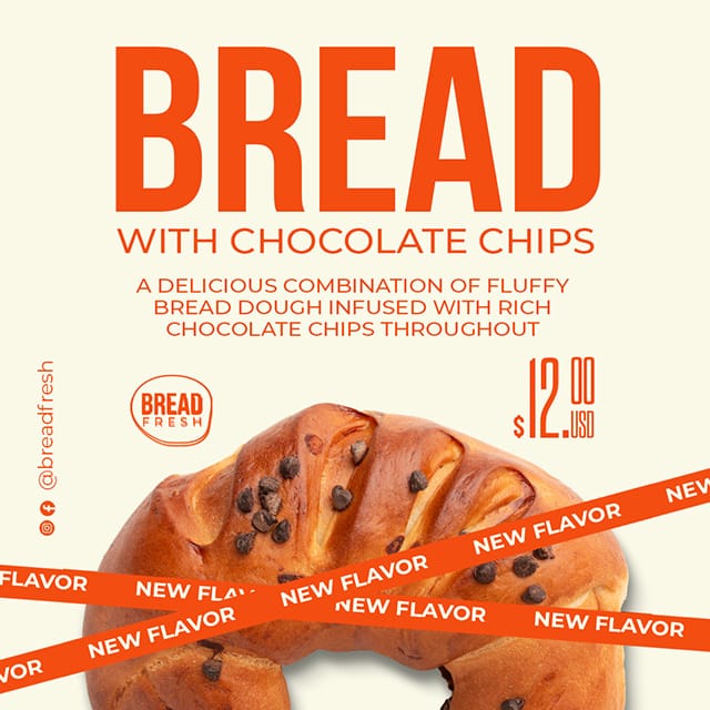 Photoshop Bread With Chocolate Chips Orange Instagram Post