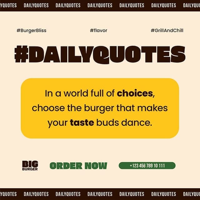 Photoshop Choose The Burger Quotes Big Burger Instagram Post