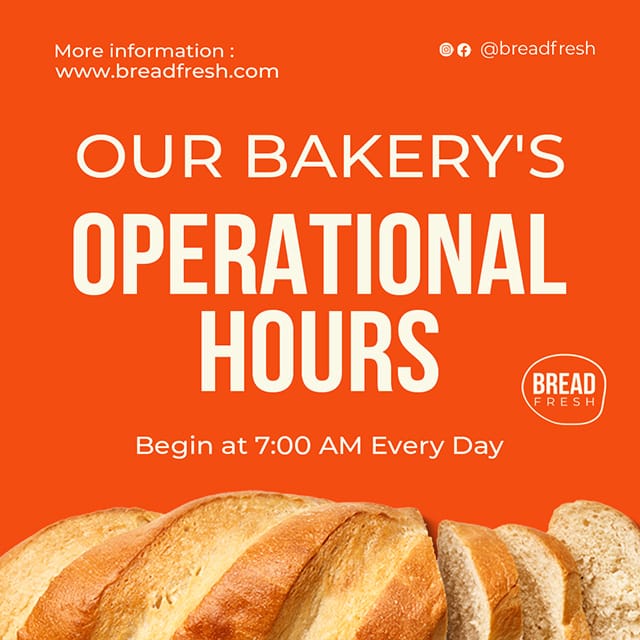 Photoshop Our Bakerys Operational Hours Orange Instagram Post