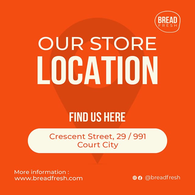 Photoshop Our Store Location Orange Instagram Post