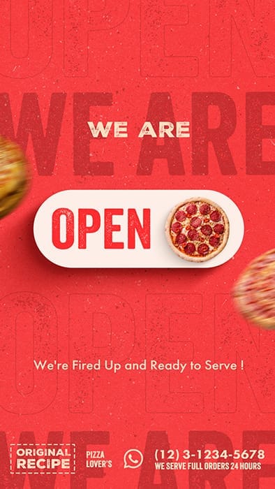 Photoshop We Are Open Pizza Exobites Instagram Story