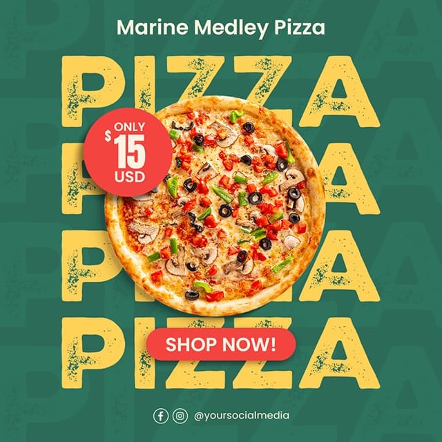 Photoshop Marine Madley Pizza Instagram Post