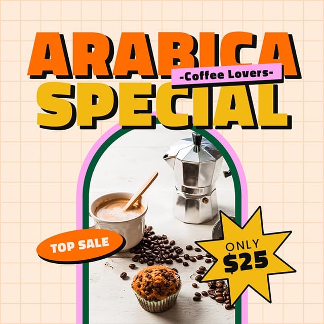 Photoshop Arabica Special Coffee Lovers Verdegreen Instagram Post