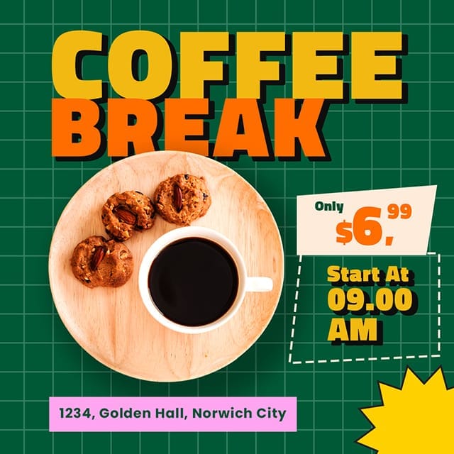 Photoshop Coffee Break Verdegreen Instagram Post