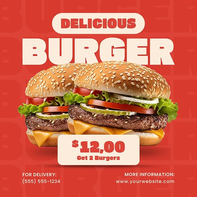 Photoshop Delicious Burger Instagram Post