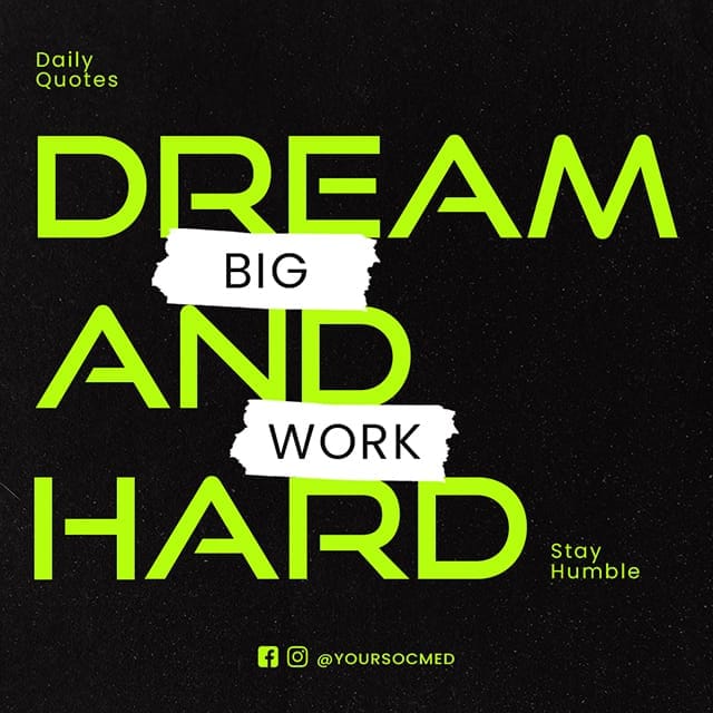 Photoshop Dream Big And Work Hard Chespe Neon Instagram Post