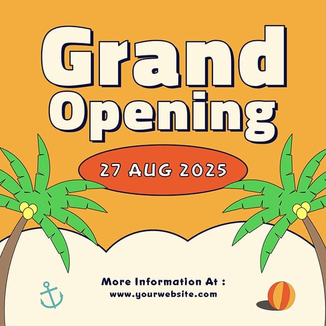 Photoshop Grand Opening Palm Rush Instagram Post