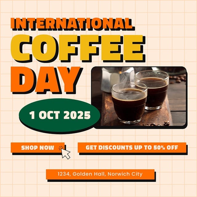 International Coffee Day Retro Verdegreen Instagram Post