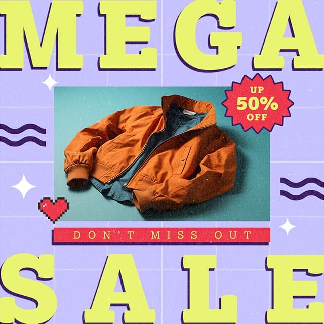 Photoshop Mega Sale Gradient Retro Instagram Post