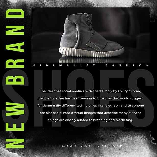 Photoshop New Brand Shoes Black Background Instagram Post