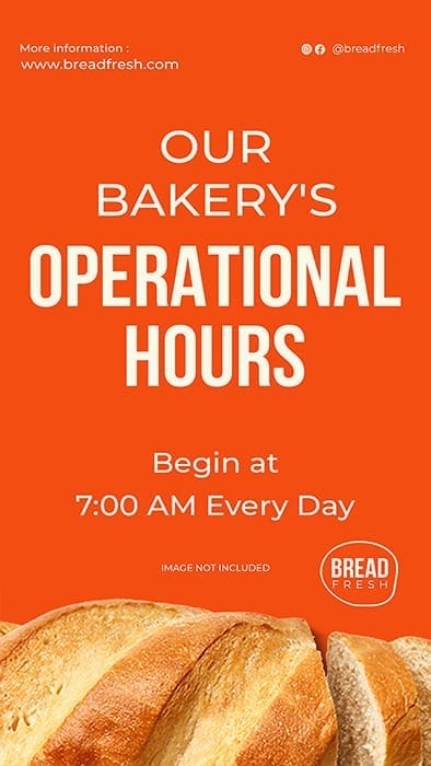 Photoshop Our Bakery's Operational Hours Story