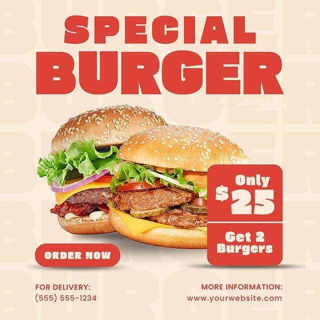 Photoshop Special 2 Burger Instagram Post