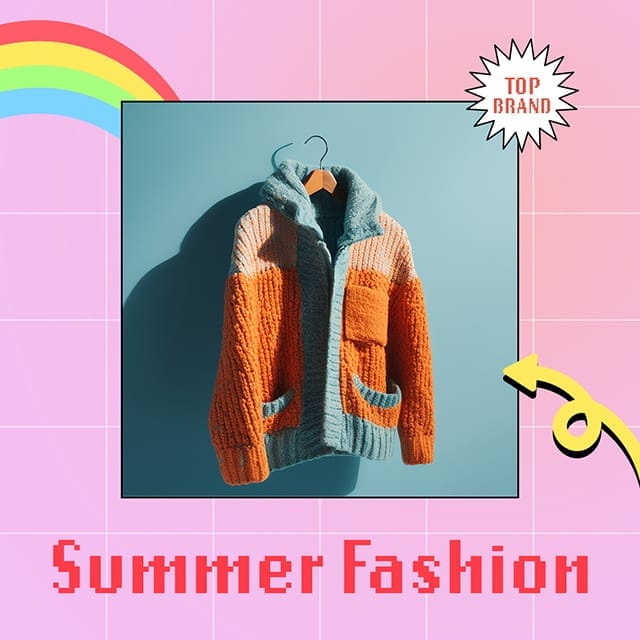 Photoshop Summer Fashion Top Brand Gradient Retro Instagram Post