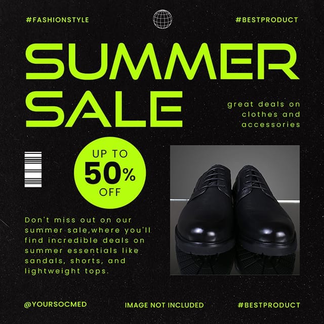 Photoshop Summer Sale Chespe Neon Instagram Post