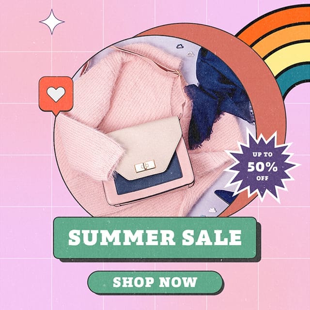 Photoshop Summer Sale Gradient Retro Instagram Post