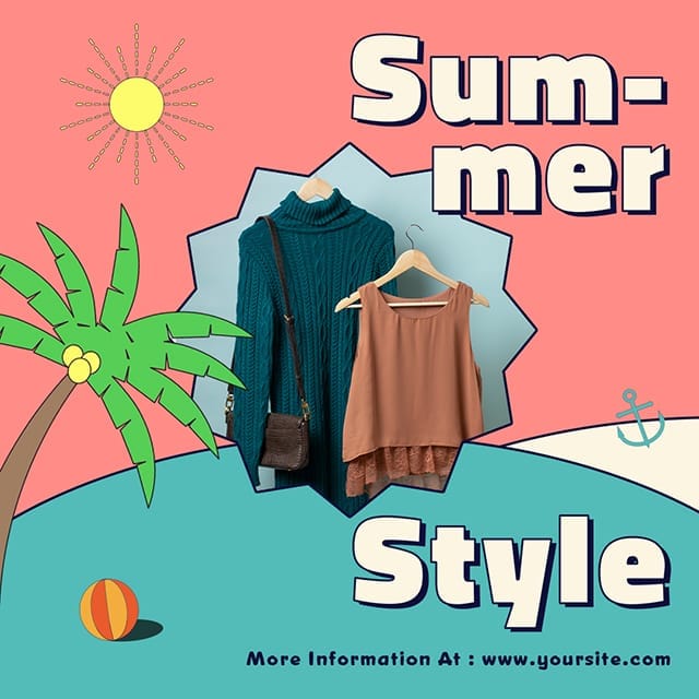 Photoshop Summer Style Palm Rush Instagram Post