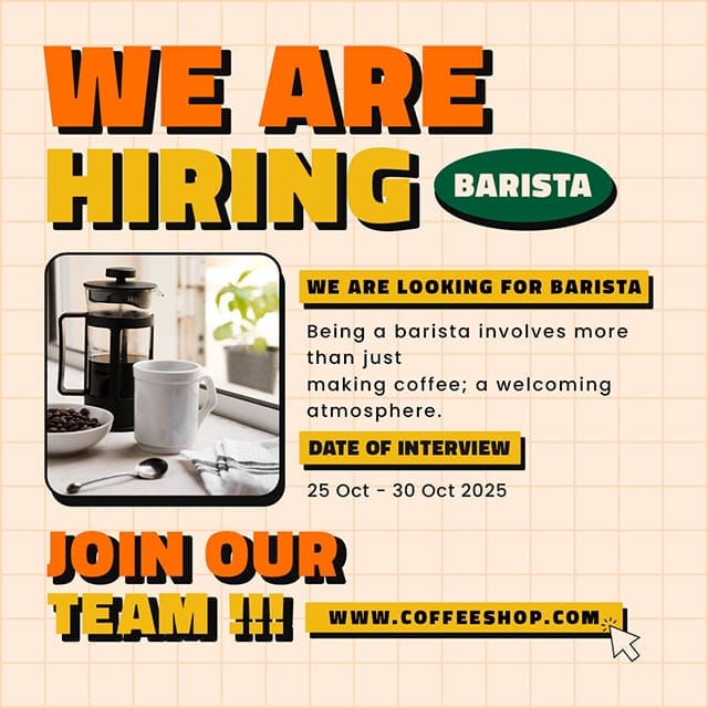 Photoshop We Are Hiring Coffee Retro Verdegreen Instagram Post