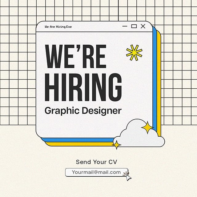 Photoshop We Are Hiring Graphic Designer Retro Instagram Post