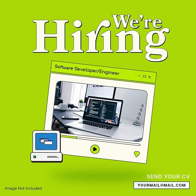 Photoshop We Are Hiring Software Developer/Engineer Retro Instagram Post