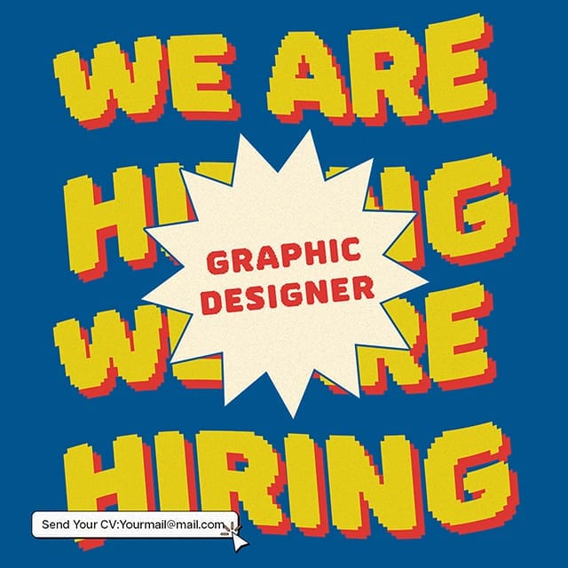 Photoshop We Are Hiring Graphic Designer Retro Instagram Post