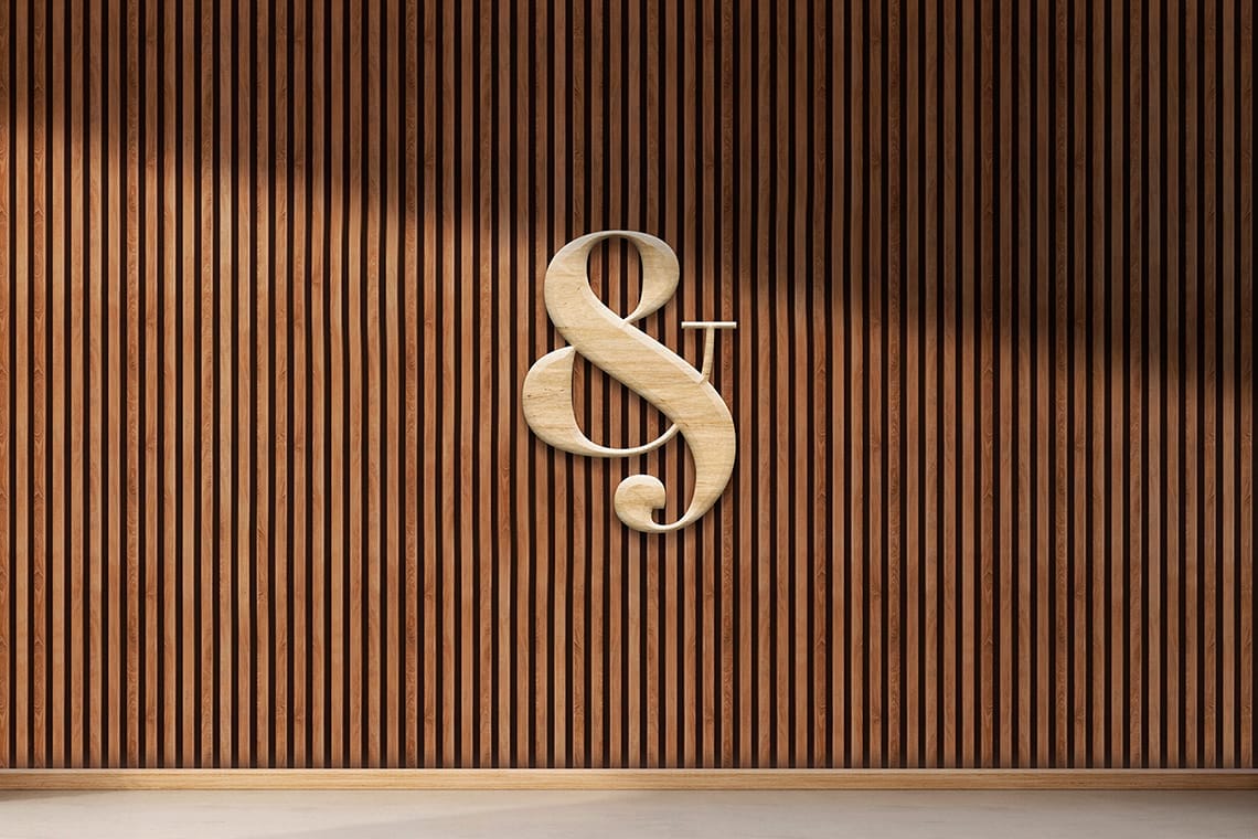 Wood Wall Logo Mockup with Shadow