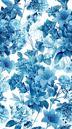 Blue Garden Botanical Seamless Pattern