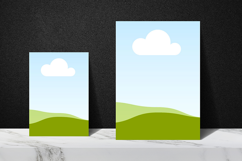 Canva Branding A4 & A5 Poster Mockup on Marble Podium