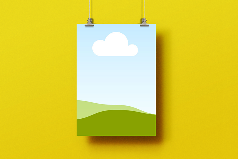 Canva Hanging Poster Mockup on Bold Yellow Background