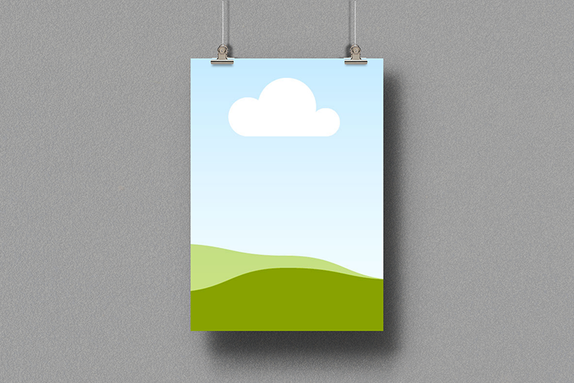 Canva Hanging Poster Mockup on Gray Wall Background