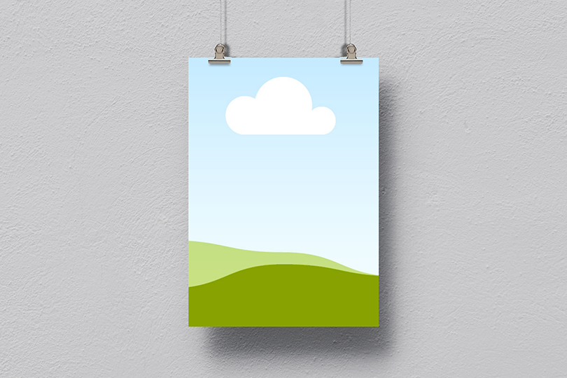 Canva Hanging Poster Mockup on Gray Wall