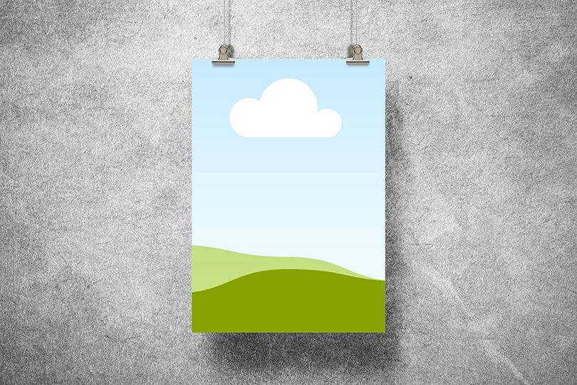 Canva Hanging Poster Mockup on Grunge Background