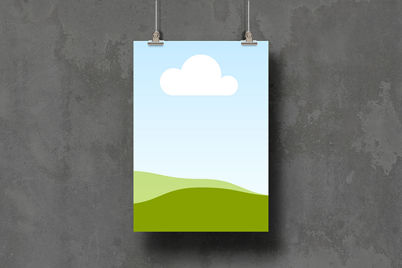 Canva Hanging Poster Mockup on Grunge Wall Background