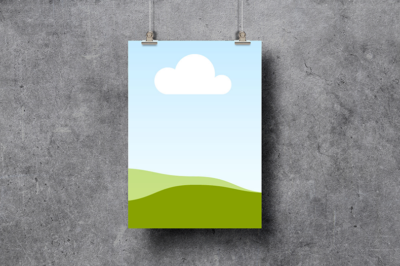 Canva Hanging Poster Mockup on Grunge Wall