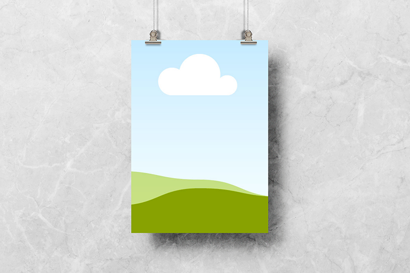 Canva Hanging Poster Mockup on Marble Background Texture