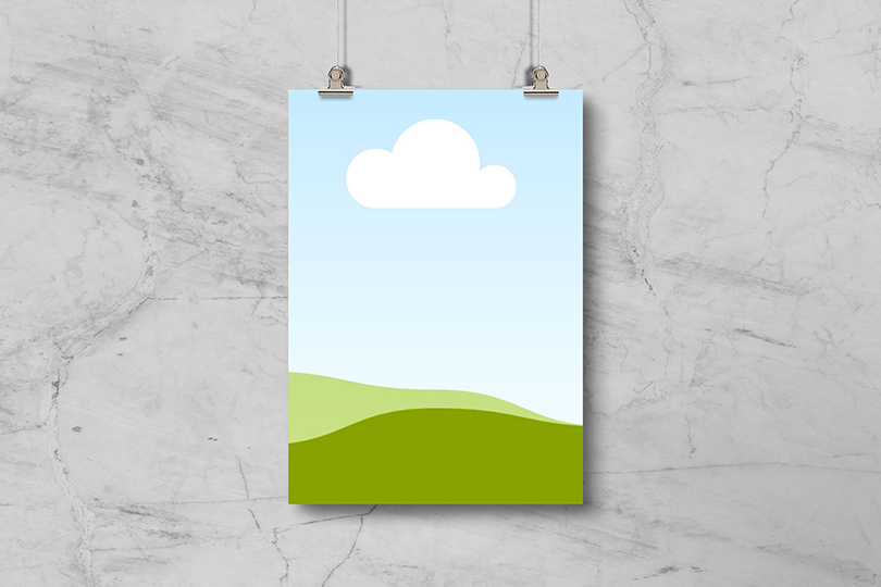 Canva Hanging Poster Mockup on Marble Wall Texture