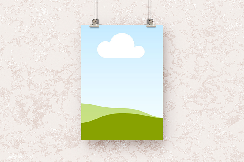 Canva Hanging Poster Mockup on Marble Wall