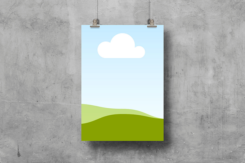 Canva Hanging Poster Mockup on Paint Drop Wall Background