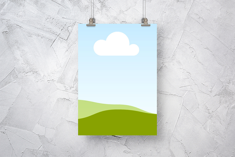 Canva Hanging Poster Mockup on Plaster Wall