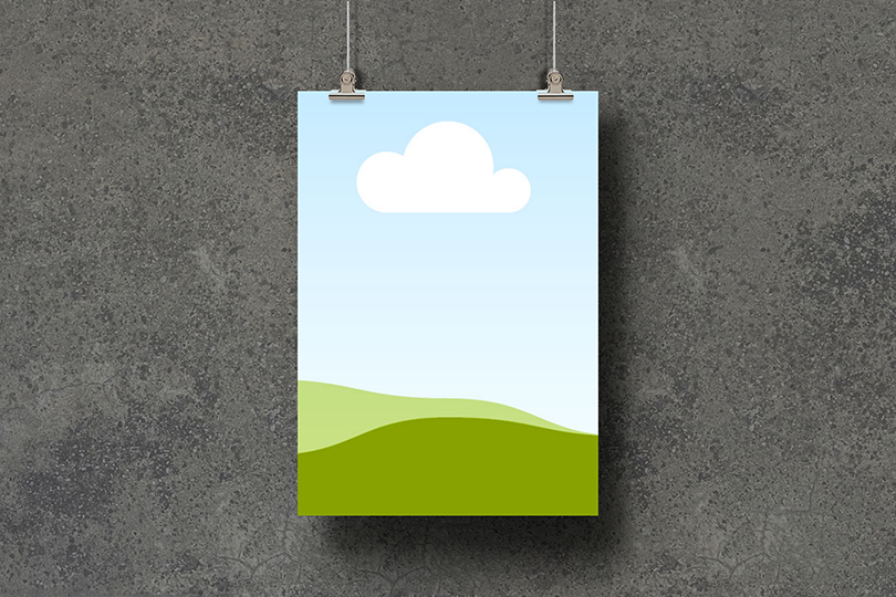 Canva Hanging Poster Mockup on Plaster Wall