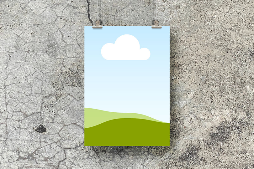 Canva Hanging Poster Mockup on Stone Wall Texture