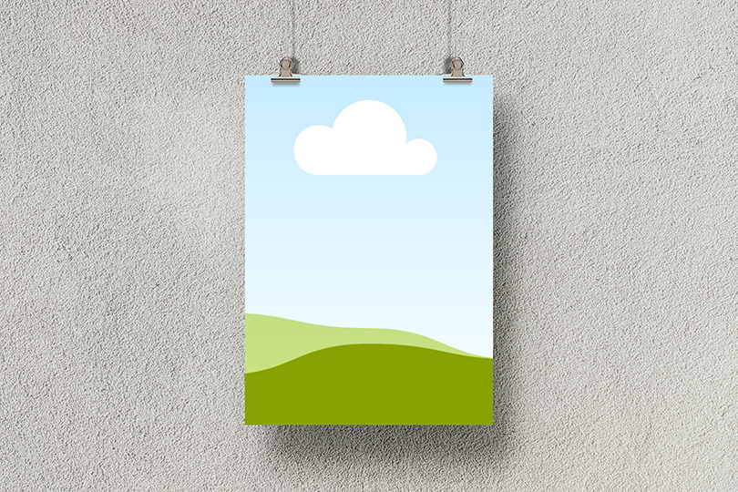 Canva Hanging Poster Mockup on Stucco Background