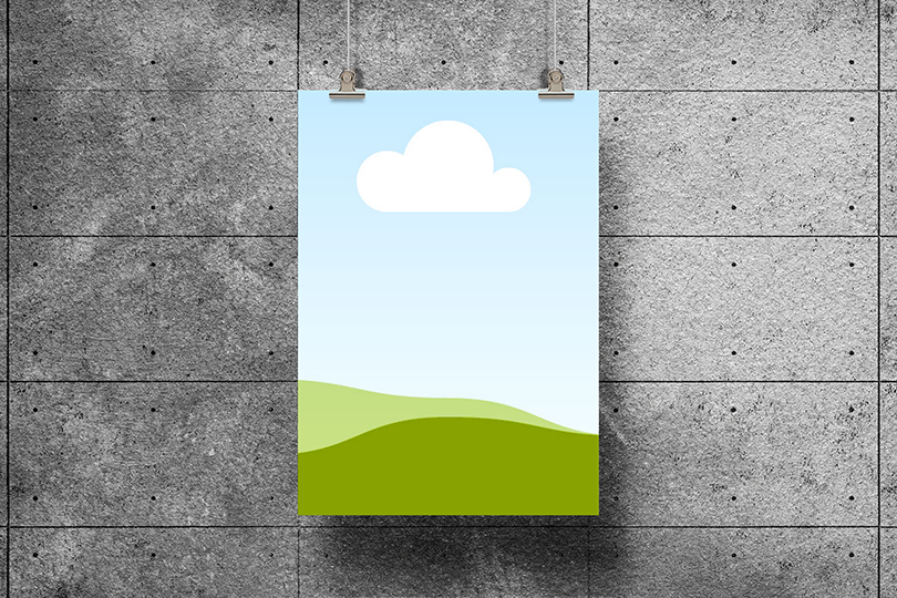 Canva Hanging Poster Mockup on Wall Background