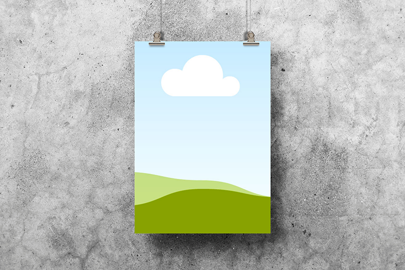 Canva Hanging Poster Mockup on Wall Background Texture