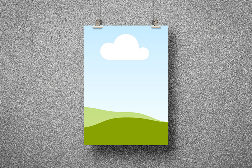 Canva Hanging Poster Mockup on Wall Background Texture