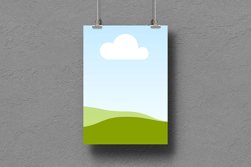 Canva Hanging Poster Mockup on Wall Plaster Texture