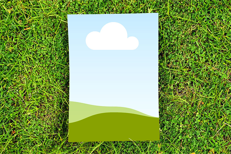 Canva Paper Mockup Lay On Grass Ground