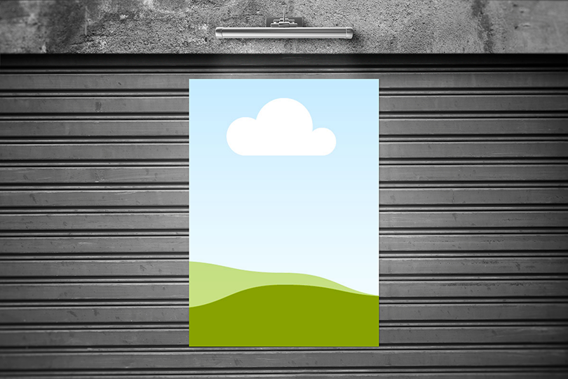 Canva Poster Mockup on Roller Door