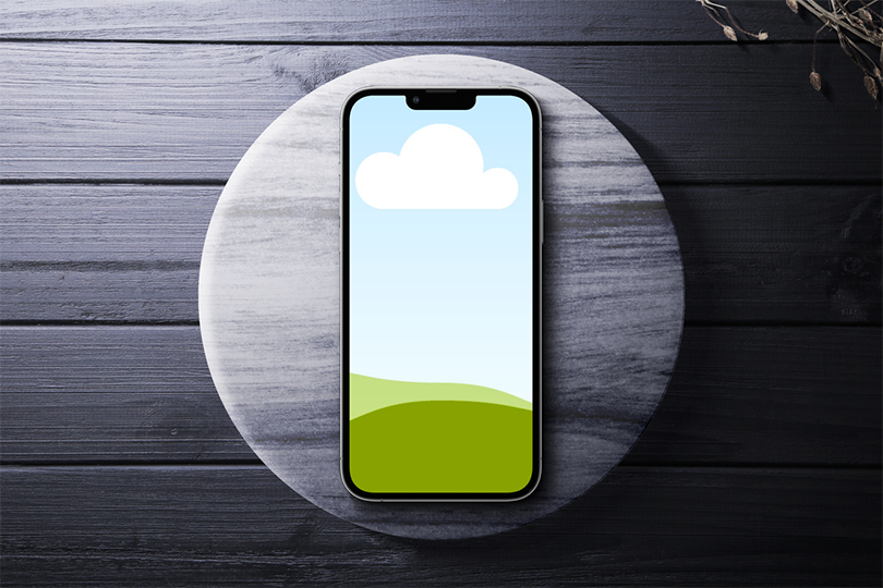 Canva Realistic iPhone 13 Pro Mockup on Podium